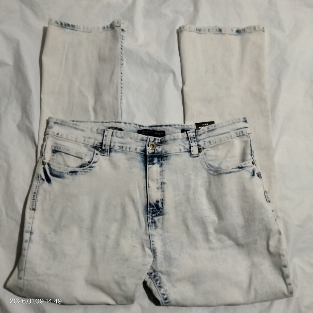 Stitches & Rivets SR86 Stretch Bootcut Jeans Size 38x32 Acid Wash Y2K Skater